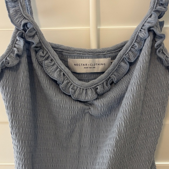 Blue Ruffled Women's Top - Picture 3 of 6